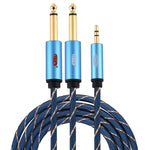 EMK Jack maschio da 3,5 mm a 2 jack maschio da 6,35 mm Connettore placcato oro Cavo AUX intrecciato in nylon per computer / X-BOX / PS3 / CD / DVD, 1m, 1.5m, 2m, 3m, 5m