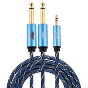 EMK Jack maschio da 3,5 mm a 2 jack maschio da 6,35 mm Connettore placcato oro Cavo AUX intrecciato in nylon per computer / X-BOX / PS3 / CD / DVD, 1m, 1.5m, 2m, 3m, 5m