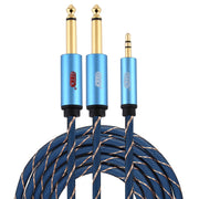 EMK Jack maschio da 3,5 mm a 2 jack maschio da 6,35 mm Connettore placcato oro Cavo AUX intrecciato in nylon per computer / X-BOX / PS3 / CD / DVD, 1m, 1.5m, 2m, 3m, 5m