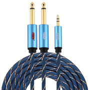 EMK Jack maschio da 3,5 mm a 2 jack maschio da 6,35 mm Connettore placcato oro Cavo AUX intrecciato in nylon per computer / X-BOX / PS3 / CD / DVD, 1m, 1.5m, 2m, 3m, 5m