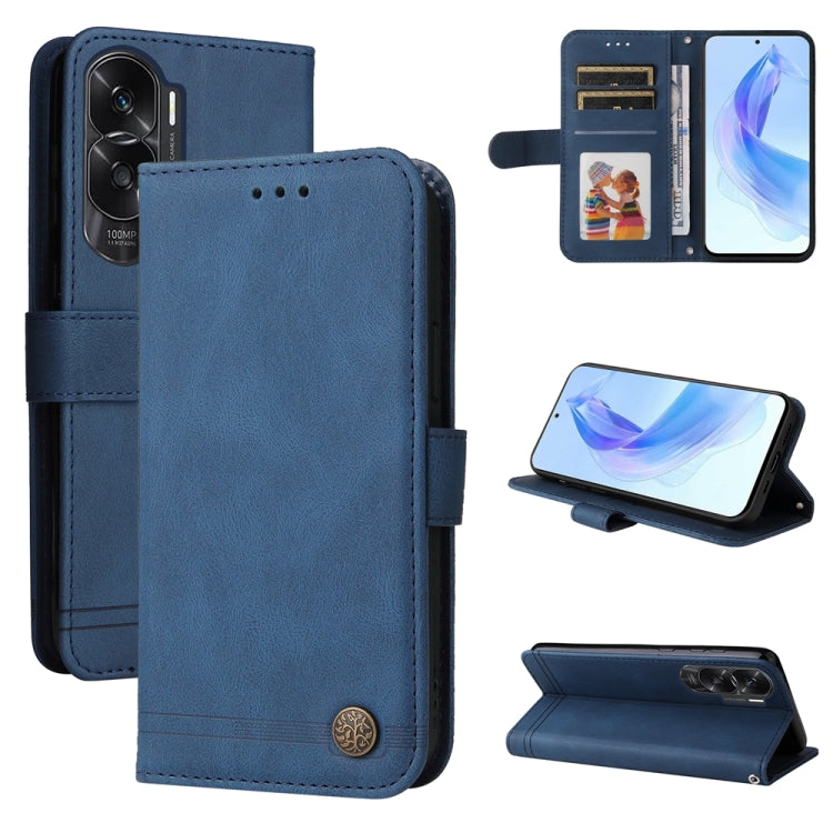 Custodia per telefono in pelle con bottone in metallo con albero della vita Skin Feel, For Honor Play 50 Plus, For Honor X6a, For Honor X50i 5G