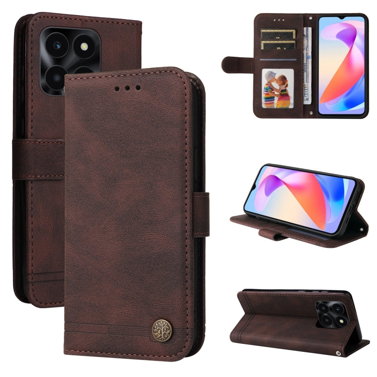 Custodia per telefono in pelle con bottone in metallo con albero della vita Skin Feel, For Honor Play 50 Plus, For Honor X6a, For Honor X50i 5G