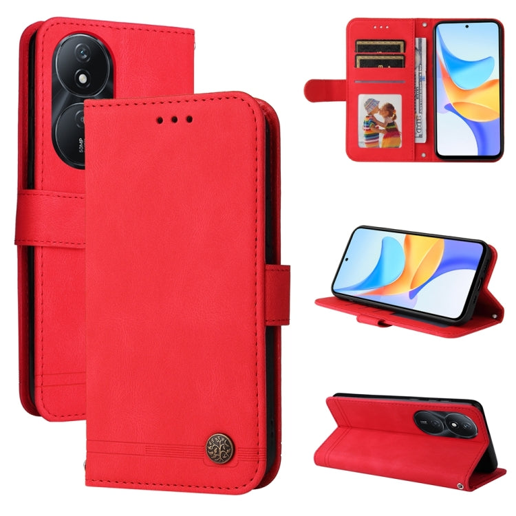 Custodia per telefono in pelle con bottone in metallo con albero della vita Skin Feel, For Honor Play 50 Plus, For Honor X6a, For Honor X50i 5G