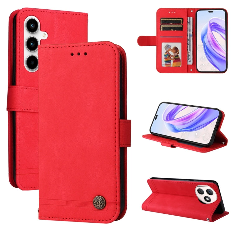 Custodia per telefono in pelle con bottone in metallo con albero della vita Skin Feel, For Honor 90 GT, For Honor 100 Pro, For Honor 100, For Honor X50i+