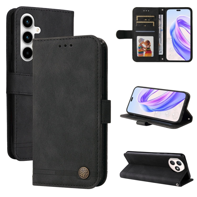 Custodia per telefono in pelle con bottone in metallo con albero della vita Skin Feel, For Honor 90 GT, For Honor 100 Pro, For Honor 100, For Honor X50i+