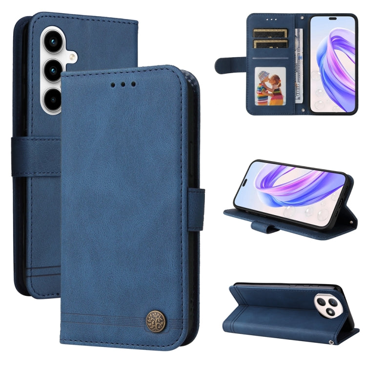 Custodia per telefono in pelle con bottone in metallo con albero della vita Skin Feel, For Honor 90 GT, For Honor 100 Pro, For Honor 100, For Honor X50i+