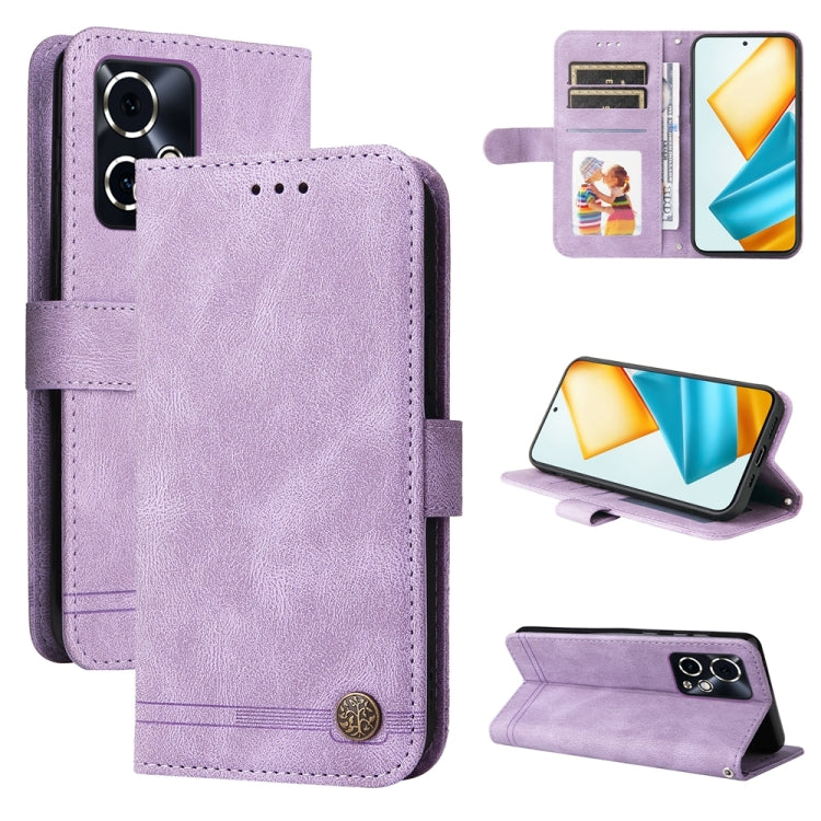 Custodia per telefono in pelle con bottone in metallo con albero della vita Skin Feel, For Honor 90 GT, For Honor 100 Pro, For Honor 100, For Honor X50i+