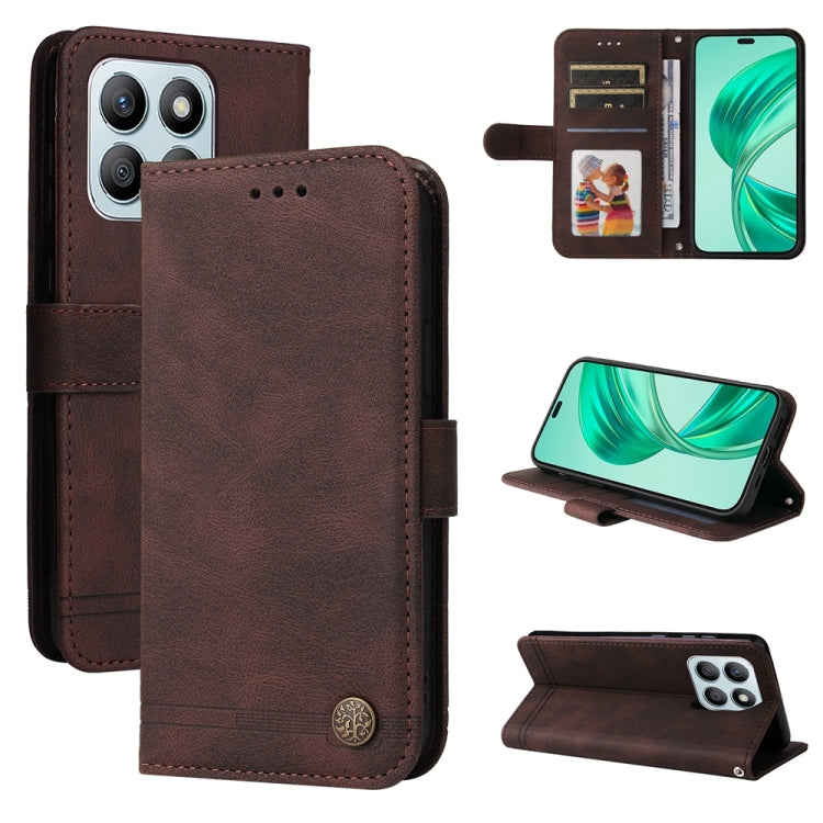 Custodia per telefono in pelle con bottone in metallo con albero della vita Skin Feel, For Honor 200 Pro, For Honor 200 Lite Global, For Honor Magic6 Pro, For Honor X8b