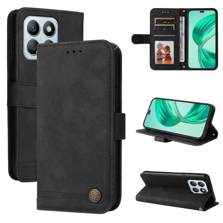 Custodia per telefono in pelle con bottone in metallo con albero della vita Skin Feel, For Honor 200 Pro, For Honor 200 Lite Global, For Honor Magic6 Pro, For Honor X8b