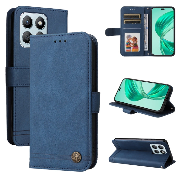Custodia per telefono in pelle con bottone in metallo con albero della vita Skin Feel, For Honor 200 Pro, For Honor 200 Lite Global, For Honor Magic6 Pro, For Honor X8b