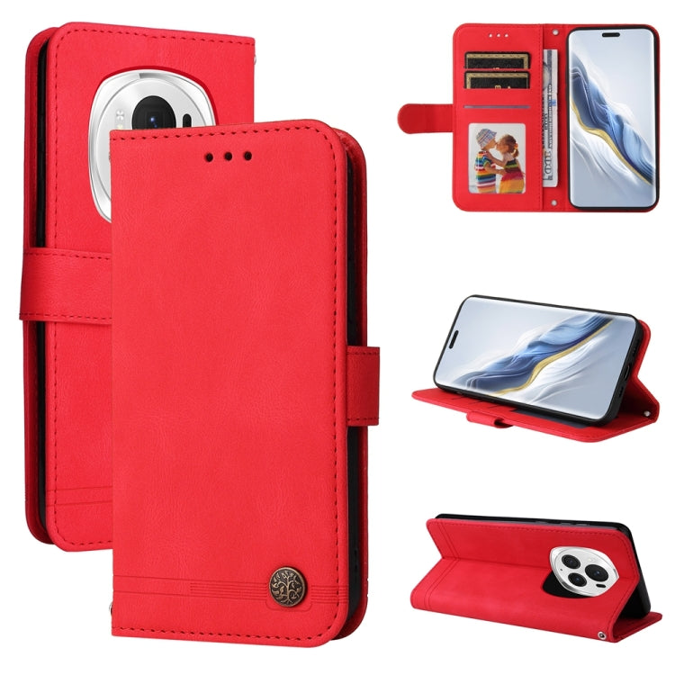 Custodia per telefono in pelle con bottone in metallo con albero della vita Skin Feel, For Honor 200 Pro, For Honor 200 Lite Global, For Honor Magic6 Pro, For Honor X8b