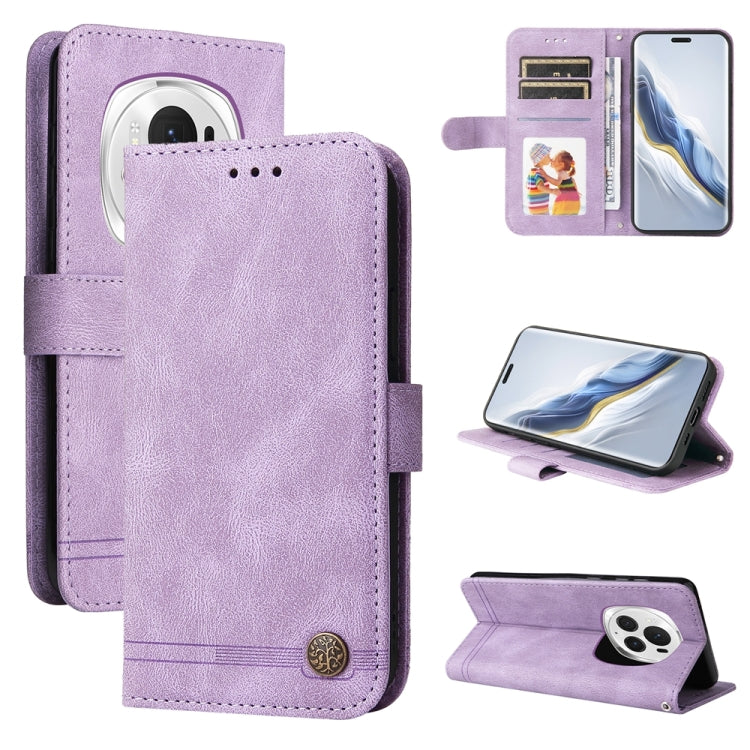 Custodia per telefono in pelle con bottone in metallo con albero della vita Skin Feel, For Honor 200 Pro, For Honor 200 Lite Global, For Honor Magic6 Pro, For Honor X8b