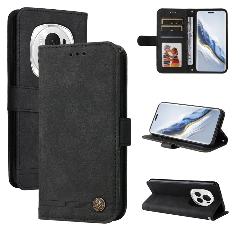 Custodia per telefono in pelle con bottone in metallo con albero della vita Skin Feel, For Honor 200 Pro, For Honor 200 Lite Global, For Honor Magic6 Pro, For Honor X8b