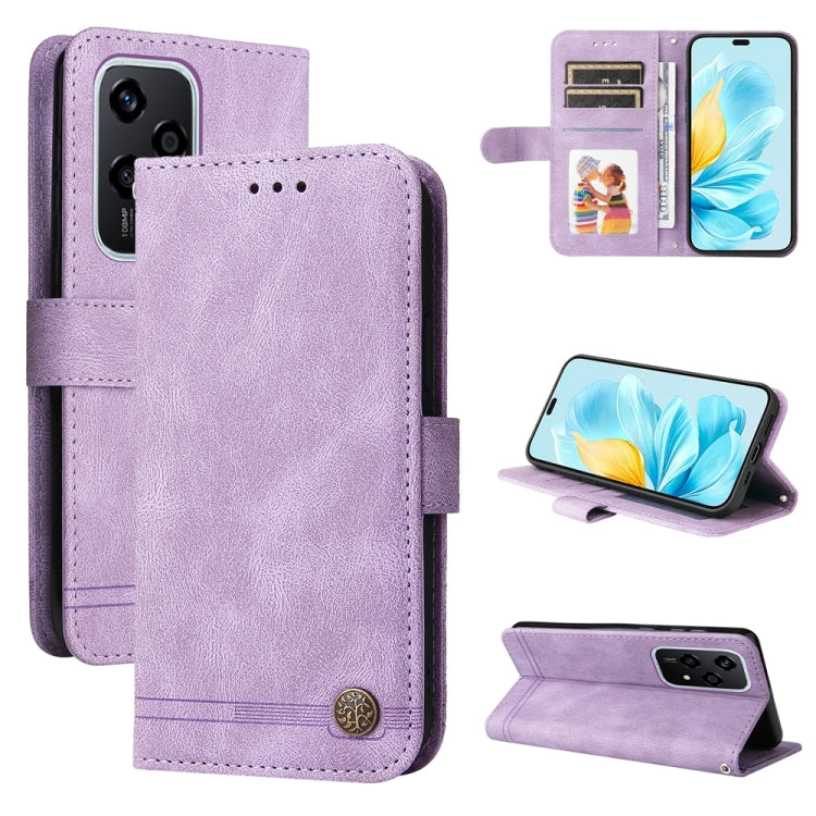 Custodia per telefono in pelle con bottone in metallo con albero della vita Skin Feel, For Honor 200 Pro, For Honor 200 Lite Global, For Honor Magic6 Pro, For Honor X8b