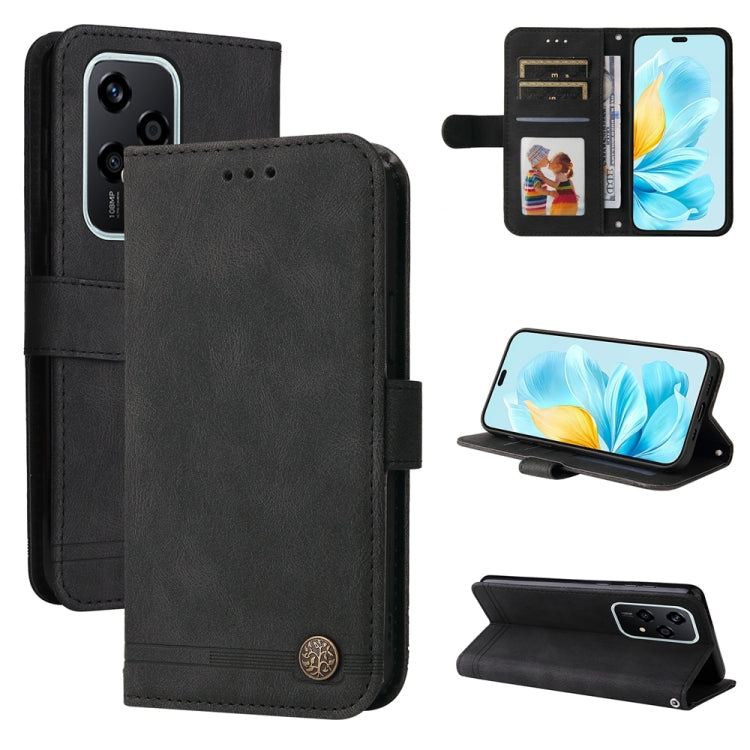 Custodia per telefono in pelle con bottone in metallo con albero della vita Skin Feel, For Honor 200 Pro, For Honor 200 Lite Global, For Honor Magic6 Pro, For Honor X8b