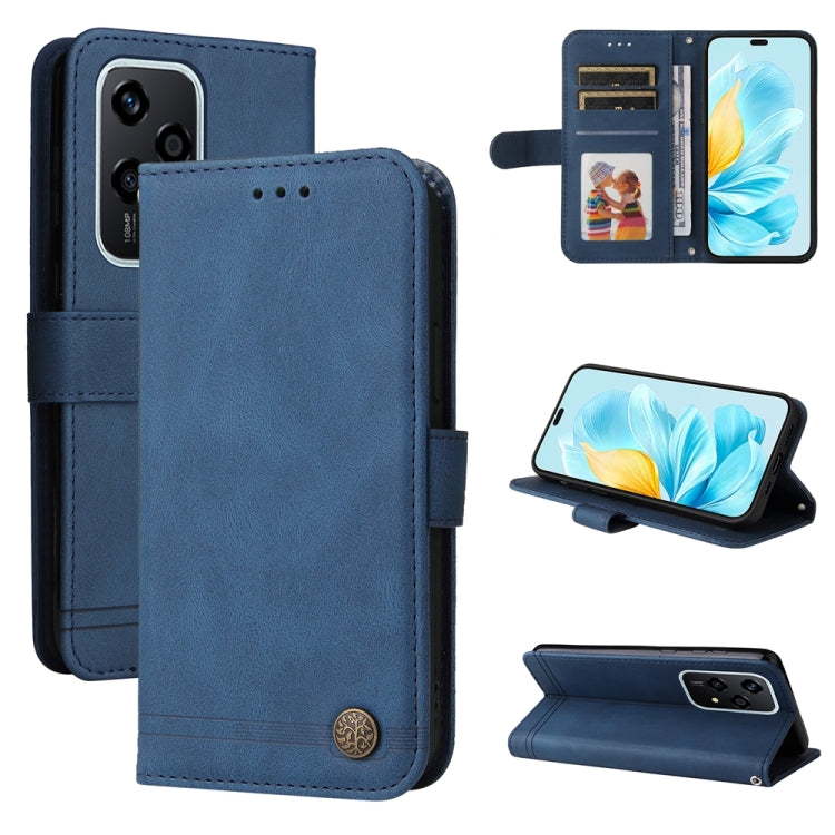 Custodia per telefono in pelle con bottone in metallo con albero della vita Skin Feel, For Honor 200 Pro, For Honor 200 Lite Global, For Honor Magic6 Pro, For Honor X8b