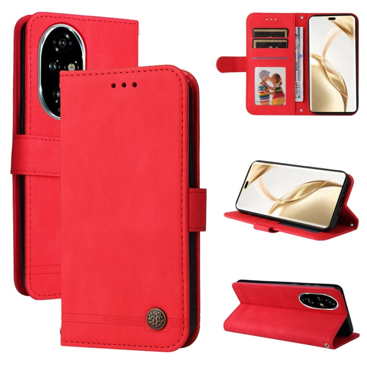 Custodia per telefono in pelle con bottone in metallo con albero della vita Skin Feel, For Honor 200 Pro, For Honor 200 Lite Global, For Honor Magic6 Pro, For Honor X8b
