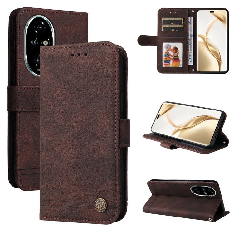 Custodia per telefono in pelle con bottone in metallo con albero della vita Skin Feel, For Honor 200 Pro, For Honor 200 Lite Global, For Honor Magic6 Pro, For Honor X8b