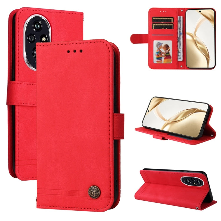 Custodia per telefono in pelle con bottone in metallo con albero della vita Skin Feel, For Honor Magic7, For Honor X60i, For Honor Play 60 Plus, For Honor 200