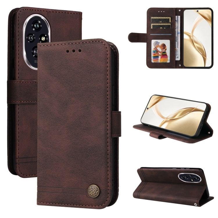 Custodia per telefono in pelle con bottone in metallo con albero della vita Skin Feel, For Honor Magic7, For Honor X60i, For Honor Play 60 Plus, For Honor 200