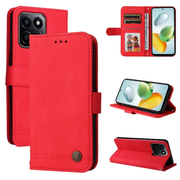 Custodia per telefono in pelle con bottone in metallo con albero della vita Skin Feel, For Honor Magic7, For Honor X60i, For Honor Play 60 Plus, For Honor 200