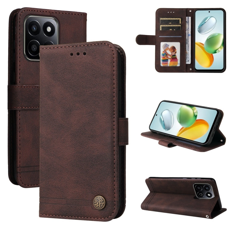Custodia per telefono in pelle con bottone in metallo con albero della vita Skin Feel, For Honor Magic7, For Honor X60i, For Honor Play 60 Plus, For Honor 200