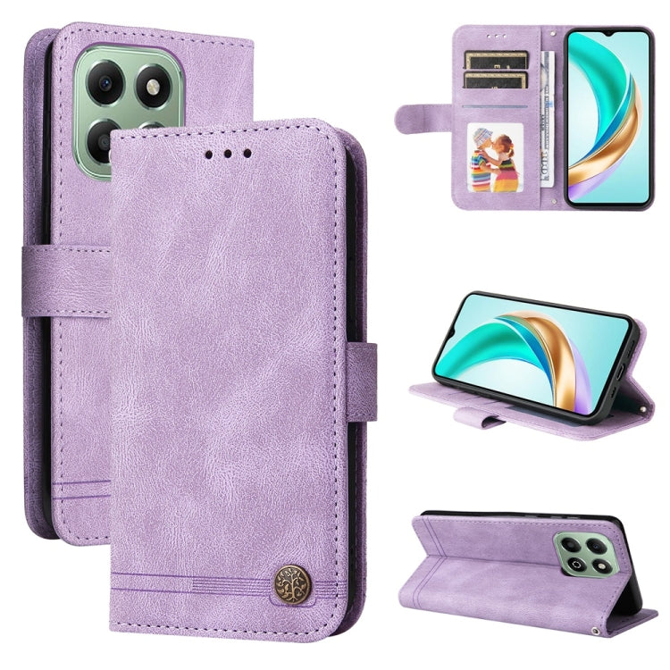 Custodia per telefono in pelle con bottone in metallo con albero della vita Skin Feel, For Honor X5c Plus, For Honor X70 5G, For Honor X6b 4G / X6c 4G / X5b / X5b Plus, For Honor Play 60