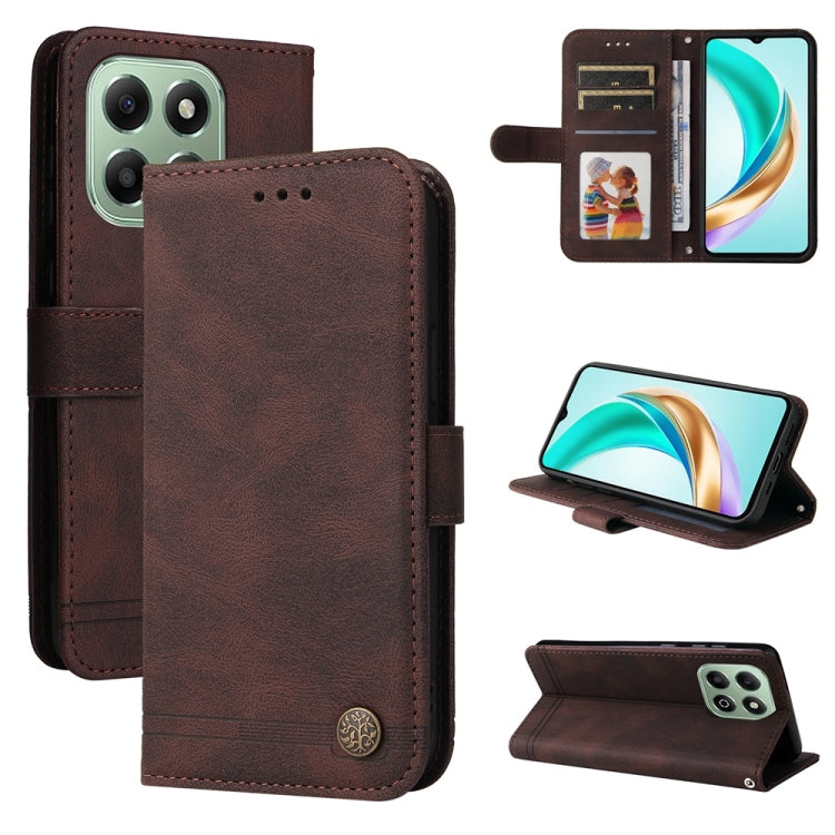Custodia per telefono in pelle con bottone in metallo con albero della vita Skin Feel, For Honor X5c Plus, For Honor X70 5G, For Honor X6b 4G / X6c 4G / X5b / X5b Plus, For Honor Play 60