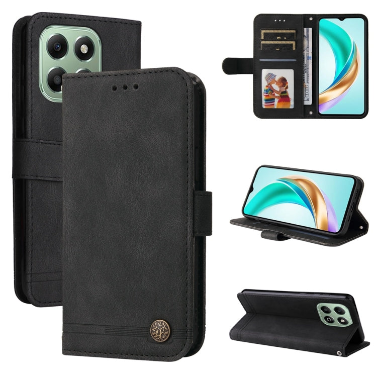 Custodia per telefono in pelle con bottone in metallo con albero della vita Skin Feel, For Honor X5c Plus, For Honor X70 5G, For Honor X6b 4G / X6c 4G / X5b / X5b Plus, For Honor Play 60