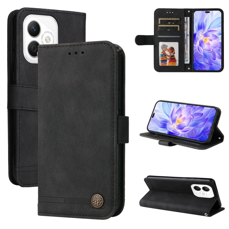 Custodia per telefono in pelle con bottone in metallo con albero della vita Skin Feel, For Honor Magic7, For Honor X60i, For Honor Play 60 Plus, For Honor 200