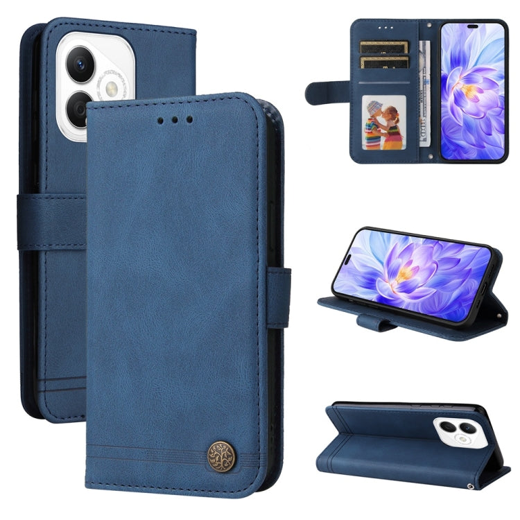 Custodia per telefono in pelle con bottone in metallo con albero della vita Skin Feel, For Honor Magic7, For Honor X60i, For Honor Play 60 Plus, For Honor 200