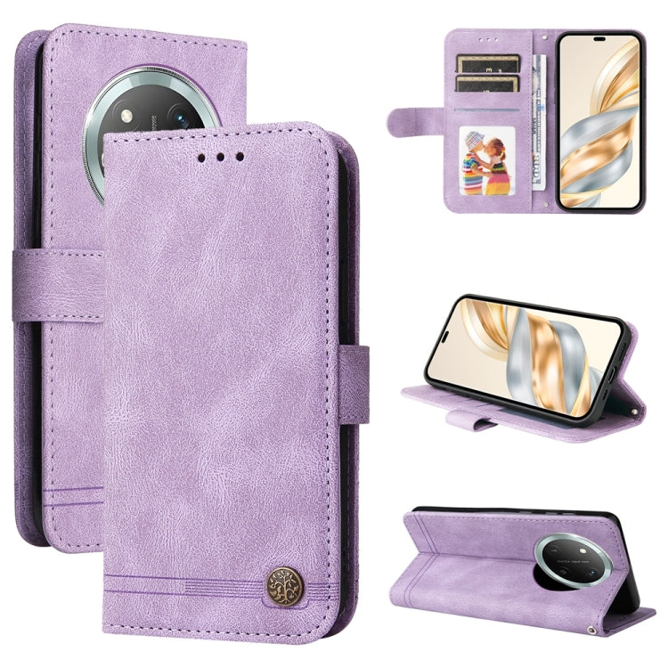 Custodia per telefono in pelle con bottone in metallo con albero della vita Skin Feel, For Honor 300 Pro, For Honor 300, For Honor X9c / Magic7 Lite, For Honor Magic7 Pro