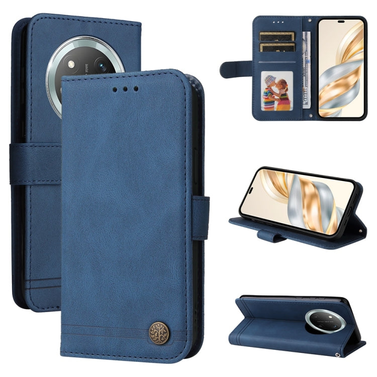 Custodia per telefono in pelle con bottone in metallo con albero della vita Skin Feel, For Honor 300 Pro, For Honor 300, For Honor X9c / Magic7 Lite, For Honor Magic7 Pro