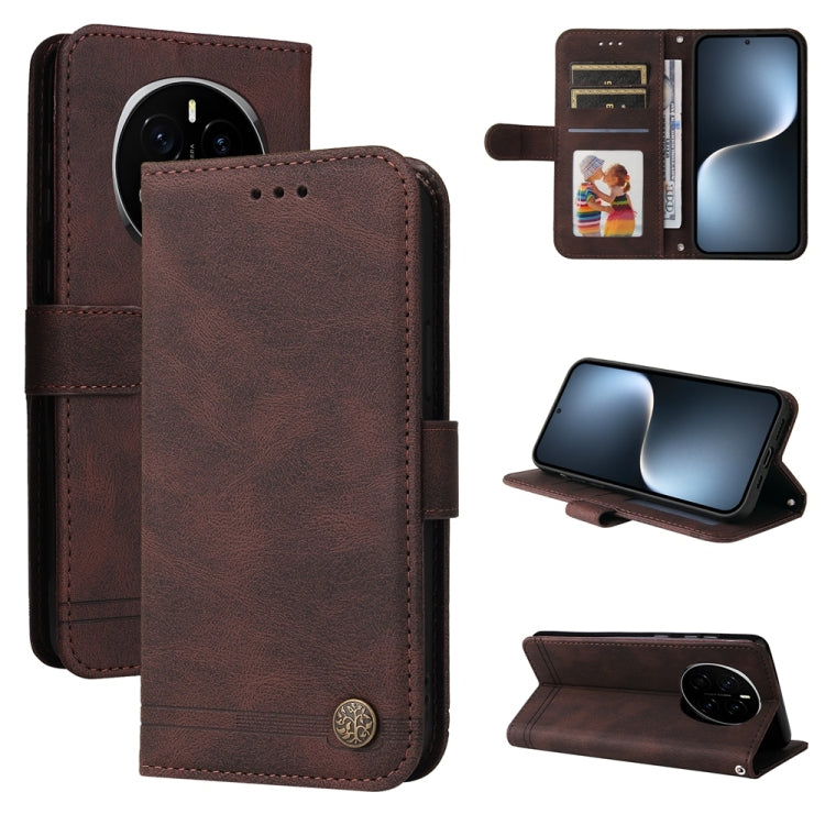 Custodia per telefono in pelle con bottone in metallo con albero della vita Skin Feel, For Honor Magic7, For Honor X60i, For Honor Play 60 Plus, For Honor 200