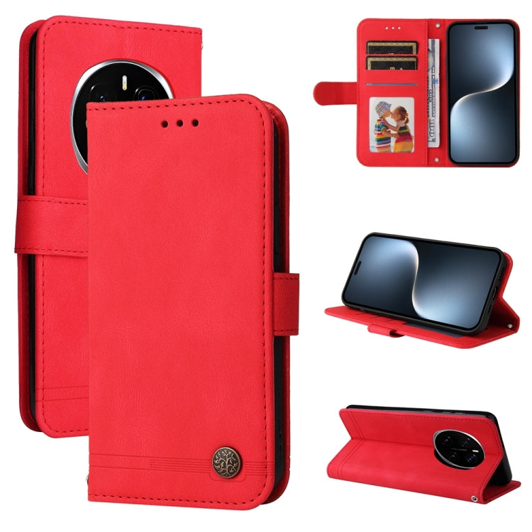 Custodia per telefono in pelle con bottone in metallo con albero della vita Skin Feel, For Honor 300 Pro, For Honor 300, For Honor X9c / Magic7 Lite, For Honor Magic7 Pro