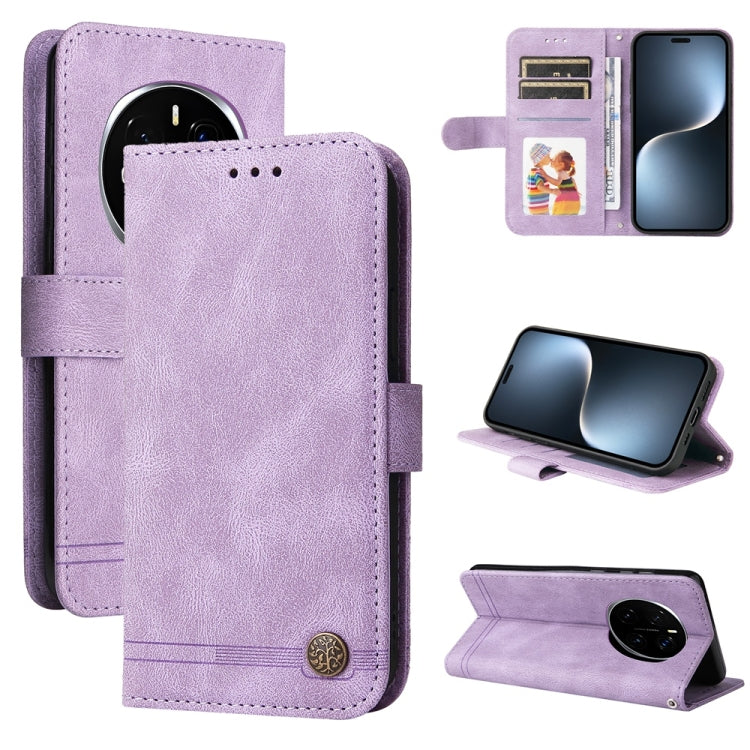 Custodia per telefono in pelle con bottone in metallo con albero della vita Skin Feel, For Honor 300 Pro, For Honor 300, For Honor X9c / Magic7 Lite, For Honor Magic7 Pro