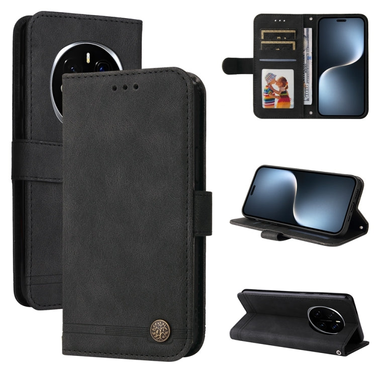 Custodia per telefono in pelle con bottone in metallo con albero della vita Skin Feel, For Honor 300 Pro, For Honor 300, For Honor X9c / Magic7 Lite, For Honor Magic7 Pro