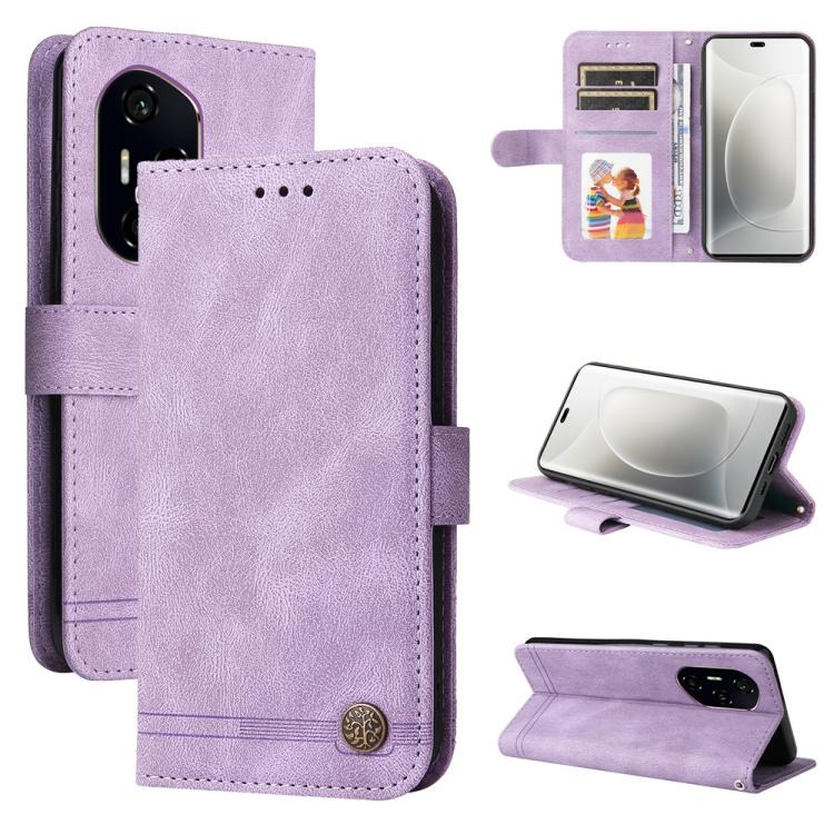 Custodia per telefono in pelle con bottone in metallo con albero della vita Skin Feel, For Honor 300 Pro, For Honor 300, For Honor X9c / Magic7 Lite, For Honor Magic7 Pro
