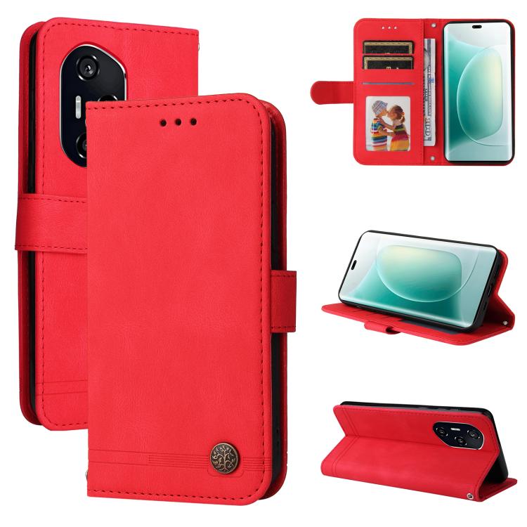 Custodia per telefono in pelle con bottone in metallo con albero della vita Skin Feel, For Honor 400 Lite Global, For Honor 400 Global 156.5mm, For Honor X8c 4G, For Honor 300 Ultra