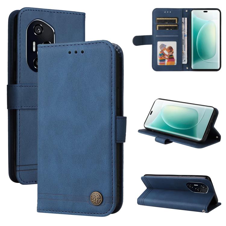 Custodia per telefono in pelle con bottone in metallo con albero della vita Skin Feel, For Honor 400 Lite Global, For Honor 400 Global 156.5mm, For Honor X8c 4G, For Honor 300 Ultra