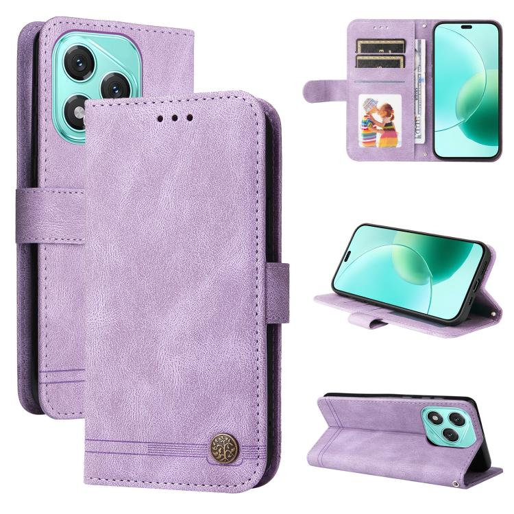 Custodia per telefono in pelle con bottone in metallo con albero della vita Skin Feel, For Honor 400 Lite Global, For Honor 400 Global 156.5mm, For Honor X8c 4G, For Honor 300 Ultra