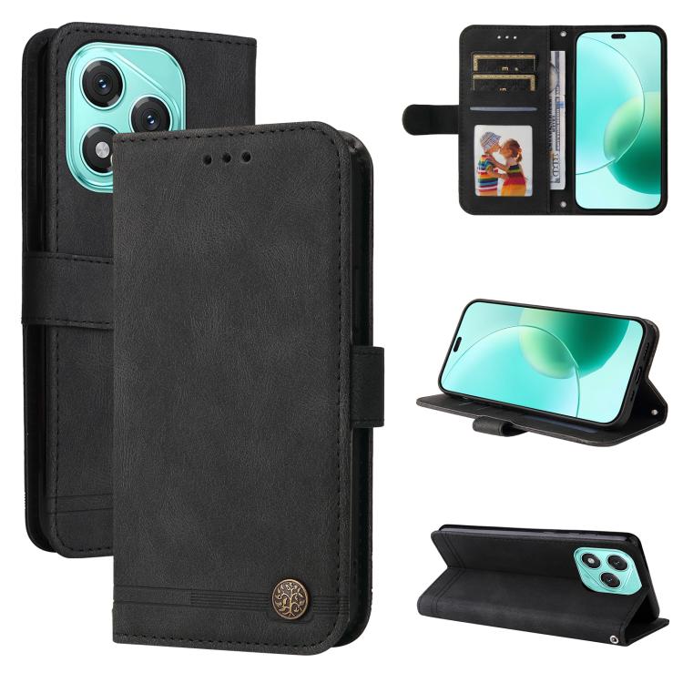 Custodia per telefono in pelle con bottone in metallo con albero della vita Skin Feel, For Honor 400 Lite Global, For Honor 400 Global 156.5mm, For Honor X8c 4G, For Honor 300 Ultra