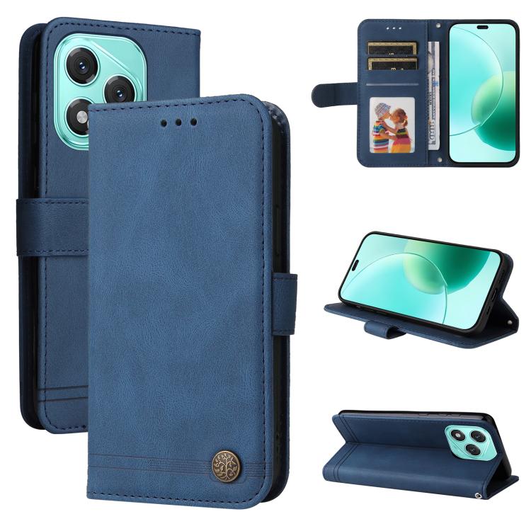 Custodia per telefono in pelle con bottone in metallo con albero della vita Skin Feel, For Honor 400 Lite Global, For Honor 400 Global 156.5mm, For Honor X8c 4G, For Honor 300 Ultra
