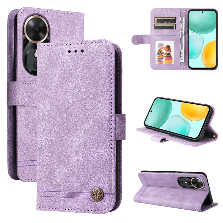 Custodia per telefono in pelle con bottone in metallo con albero della vita Skin Feel, For Honor X5c Plus, For Honor X70 5G, For Honor X6b 4G / X6c 4G / X5b / X5b Plus, For Honor Play 60