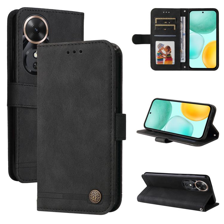 Custodia per telefono in pelle con bottone in metallo con albero della vita Skin Feel, For Honor X5c Plus, For Honor X70 5G, For Honor X6b 4G / X6c 4G / X5b / X5b Plus, For Honor Play 60
