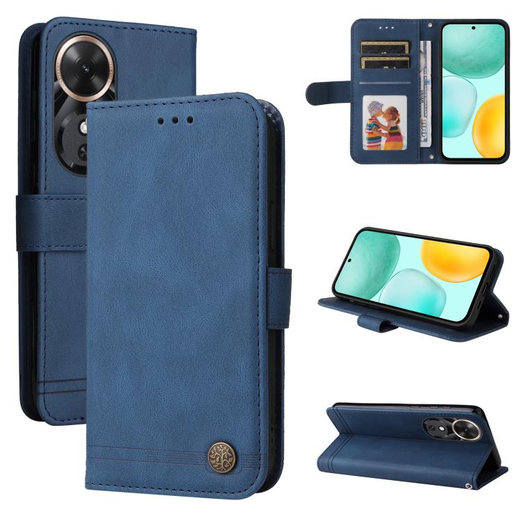 Custodia per telefono in pelle con bottone in metallo con albero della vita Skin Feel, For Honor X5c Plus, For Honor X70 5G, For Honor X6b 4G / X6c 4G / X5b / X5b Plus, For Honor Play 60