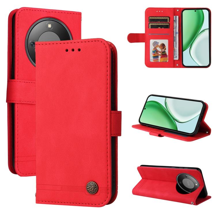 Custodia per telefono in pelle con bottone in metallo con albero della vita Skin Feel, For Honor X5c Plus, For Honor X70 5G, For Honor X6b 4G / X6c 4G / X5b / X5b Plus, For Honor Play 60