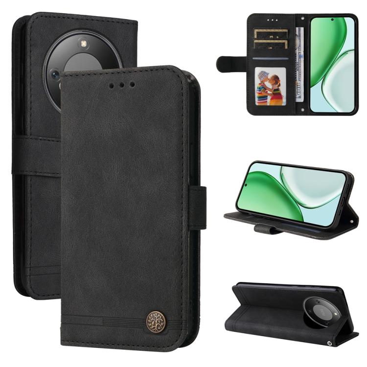 Custodia per telefono in pelle con bottone in metallo con albero della vita Skin Feel, For Honor X5c Plus, For Honor X70 5G, For Honor X6b 4G / X6c 4G / X5b / X5b Plus, For Honor Play 60