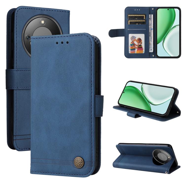 Custodia per telefono in pelle con bottone in metallo con albero della vita Skin Feel, For Honor X5c Plus, For Honor X70 5G, For Honor X6b 4G / X6c 4G / X5b / X5b Plus, For Honor Play 60