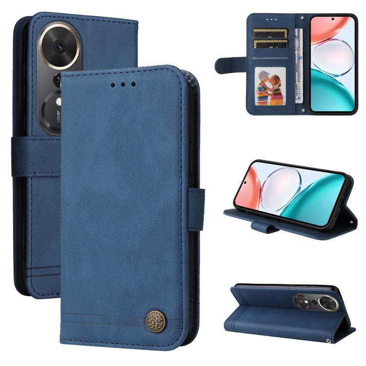 Custodia per telefono in pelle con bottone in metallo con albero della vita Skin Feel, For Honor Magic8, For Honor 400 Smart 5G / X7d 4G / Play 10T 5G, For Honor Play10 4G, For Honor Play 70 Plus